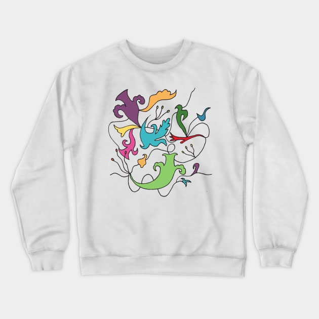 Willy Wonka Colorful Rainbow Abstract Florals Crewneck Sweatshirt by Designedby-E